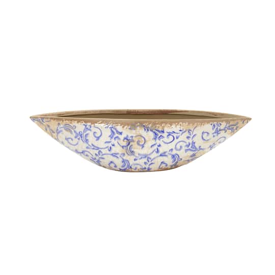 4&#x22; Tuscan Ceramic Blue Scroll Decorative Bowl
